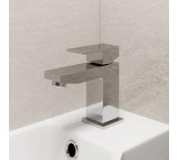 Aveli Modern Bathroom Square Mini Mono Basin Sink Mixer Tap Brass Lever Handle Chrome