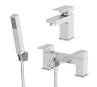 Aveli Modern Bathroom Square Mono Basin Sink Mixer Tap Bath Shower Filler Tap Set