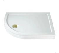 Aveli Raised 1000 X 800mm Offset Quadrant Shower Tray With Brushed Brass Waste - Lh Entry