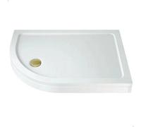 Aveli Raised 1200 X 900mm Non-Slip Offset Quadrant Shower Tray With Brushed Brass Waste - Lh Entry