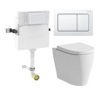 Aveli Rimless Back To Wall Toilet Geberit Concealed Cistern Flush Plate White