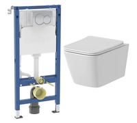 Aveli Rimless Wall Hung Square Toilet Geberit Concealed Cistern Plate Chrome