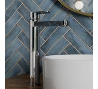 Aveli Tall Basin Mixer Tap High Rise Countertop Round Single Lever Handle Chrome