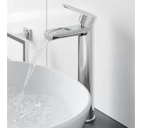 Aveli Tall Countertop Waterfall Basin Mixer Tap Bathroom High Rise Sink Modern Chrome