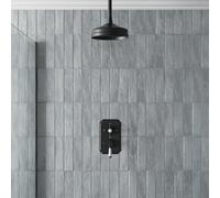 Aveli Thermostatic Mixer Shower Round Rainfall Head Valve Ceiling Traditional Black