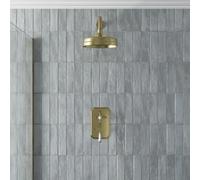 Aveli Thermostatic Mixer Shower Round Rainfall Head Valve Ceiling Traditional Brass