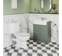 Aveli Traditional Bathroom Cloakroom Suite Close Coupled Toilet Wc Green Vanity Unit