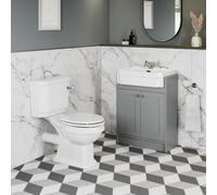 Aveli Traditional Bathroom Cloakroom Suite Close Coupled Toilet Wc Grey Vanity Unit