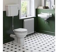 Aveli Traditional Bathroom Cloakroom Suite Low Level Toilet Wc Wall Hung Basin White