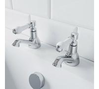 Aveli Traditional Bathroom Hot & Cold Twin Bath Taps Brass Chrome Ceramic Lever Handle