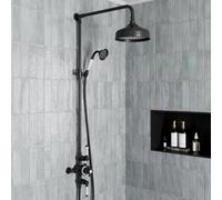 Affine Traditional Thermostatic Dual Exposed Mixer Shower Rainfall Drencher Head Black