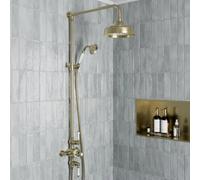 Park Lane Traditional Thermostatic Dual Head Exposed Mixer Shower - Brushed Brass
