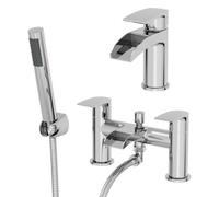 Aveli Waterfall Bathroom Basin Sink Mixer Tap Bath Shower Mixer Tap Set Modern Chrome