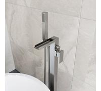 Aveli Waterfall Bathroom Freestanding Bath Shower Mixer Tap Square Chrome Lever Modern
