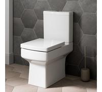 Aveli White Ceramic Square Modern Toilet Close Coupled Bathroom Pan & Seat Wc Bathroom