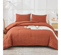 AveLom Terracotta Seersucker King Comforter Set (104x90 inches), 3 Pieces - 100% Soft Washed Microfiber Lightweight Comforter with 2 Pillowcases, All Season Down Alternative Comforter Set for Bedding