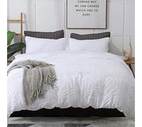 AveLom White Duvet Cover Twin Size (68 x 90 inches),2 Pieces (1 Duvet Cover, 1 Pillow Case) Stripe Textured Soft Washed Microfiber Duvet Cover with Zipper Closure Corner Ties
