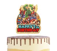 Aven-ger Hero Cake Topper 7th for Boys,Kids Birthday Cake Decorations,Marvel Cartoon Theme Cake Cupcake Topper Spider Hero Happy 7th Birthday Cake Toppers for Kids,Boy,Avenger 7th Party Cake Decor