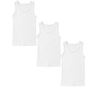 AVENANT® Boys White Vest Tank Top 100% Cotton Kids Summer Soft, Comfy, Plain Sleeveless Undershirt Fitted Vests. Everyday Wear Back to School Kids. Size 3-5 Year (Pack 3)