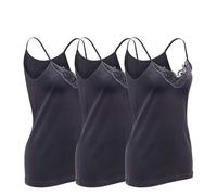 AVENAT Women Cami Vest Top Sleeveless Lace Tops 100% Bio-Cotton Summer Gym Yoga T Shirt Slim Fitted Soft White Black Multi Pack Size S-XL (UK, Alpha, XXL, Regular, Regular, Black)