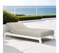 avenel fabric outdoor sun lounger in white and stone natte