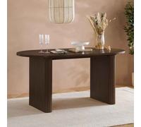 avenel oval wooden fluted dining table in walnut