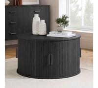 avenel round wooden fluted coffee table with storage in black
