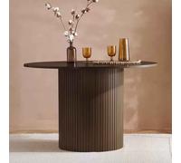 avenel round wooden fluted dining table in walnut