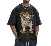 Avenged Metal Band Sevenfold Vintage Washed T-Shirt - Oversized Drop Shoulder Short Sleeve Tee, 100% Cotton Distressed Band Graphic, Unisex Streetwear, Rock Music Fan Apparel XX-Large