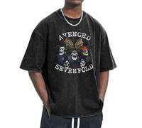 Avenged Metal Band Sevenfold Vintage Washed T-Shirt - Oversized Drop Shoulder Short Sleeve Tee, 100% Cotton Distressed Band Graphic, Unisex Streetwear, Rock Music Fan Apparel XX-Large
