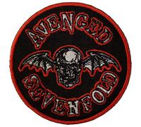 Rock Off officially licensed products Avenged Sevenfold Deathbat Orange Border Standard Woven Patch Accessory Size