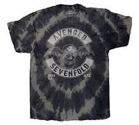 Avenged Sevenfold T Shirt Deathbat Crest Official Unisex Dip Dye Charcoal Grey S