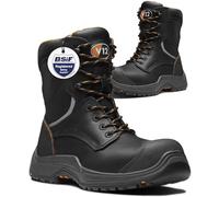 Avenger IGS S3 Safety Boots for Men - Lace & Zip Side Hi-Leg Work Boots - Non-Metallic, Lightweight, Slip Resistant, Waterproof and Breathable - Men’s Work and Utility Footwear, Black, Size UK 8