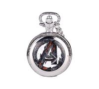 Avenger Polished Silver Finish Vintage Quartz Pocket Watch Necklace for Men Women Children - Full Hunter - On 32" Inch/80cm Chain