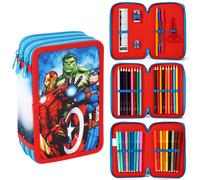 Avengers 3 Tier Pencil Case Multi Compartment Colouring Pens Pencils Set