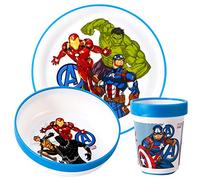 Avengers 3pcs Reusable Bicolor Premium Kids Dinner Tableware Set Plate, Bowl & Tumbler, BPA Free