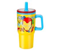Avengers 640mL Double Walled Vacuum Insulated Tumbler with Straw & Handle | Stainless Steel Kids Tumbler Cup, Reusable Insulated Travel Mug for Cold & Hot Drinks | Cold for 2Hrs and Hot for 2Hrs