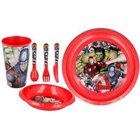 Avengers 6pc Breakfast Set Inc Plate, Tumbler, Bowl, Knife,Fork and Spoon re-usable Plastic