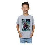 Avengers Assemble Team Montage T-Shirt Marvel Grey 9 Years