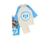 AVENGERS Boys Swim Set, 2 Piece Set comprising Short Sleeve Top and Swimming Shorts, Grey, Age 5-6 Years