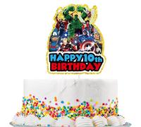 Avengers Cake Toppers for Boys 10th Birthday Decorations,Superhero Cartoon Themed Birthday Party Avenger Cake Toppers,Happy 10th Birthday Cake Toppers for Boy,Girl,Hero Kids Birthday Party Favors