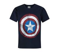 Avengers Captain America Boys T-Shirt Age of Ultron Shield Kids Navy Top 7-8 Years