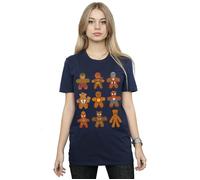 Avengers Christmas Gingerbread Cotton Boyfriend T-Shirt Marvel Navy L