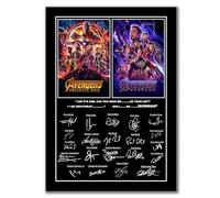Avengers Infinity War and Endgame Movie Poster with Cast Signatures, A4 Wall Art Print, Marvel Theme