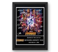 Avengers Infinity Wars Movie Poster Version 1 Signed Autograph Print Poster Black Framed Mounted Wall Art (10x12) Actor Artwork for Home & Office Decor Gift