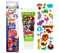 Avengers Iron Man Manual Toothbrush with Travel Cap and Avengers Bubblegum Flavour Toothpaste (75ml) Set. Kids Toothbrush and Toothpaste Set, Plus A Hadco 3D Puffy Sticker Sheet (Random Design)