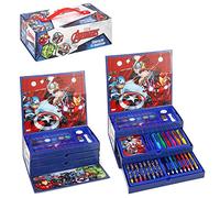 Avengers Kids 52pc Colouring Art Stationery Set with Watercolour Felt Tip Pens Crayons and Pencils Travel Set for Children