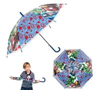 Avengers Kids Umbrella Auto Open Stick Umbrella 75cm PVC Cover Windproof Lightweight Brolly with Easy Grip Handle UV Protection for Boys Girls Travel School Gift