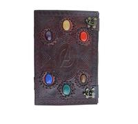 Avengers Leather Bound Journal | Handmade Embossed Sketchbook | Stone Travel Diary with Vintage Lock Latch