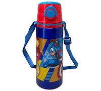 Avengers Marvel 730ml Aluminium Water Bottle with Straw Pop-Up for Kids Shoulder Strap Supplied
